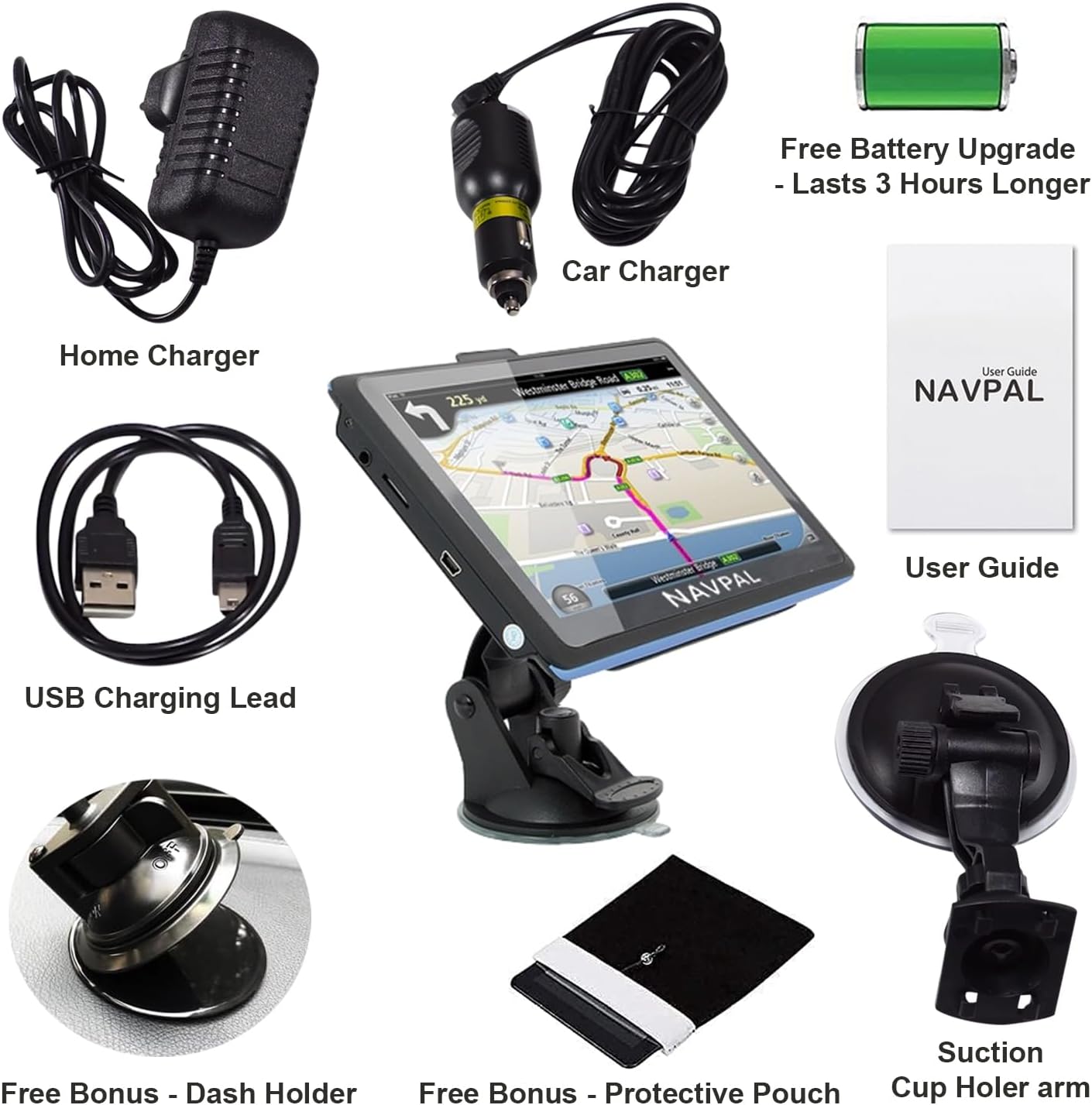 NAVPAL Sat Nav (7 INCH) UK EUROPE EDITION 2024 with BLUETOOTH